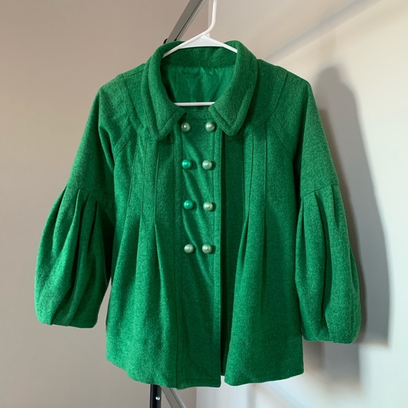Jackets & Blazers - ☘️Retro-Style Wool Coat/Jacket, Green Color, Size S